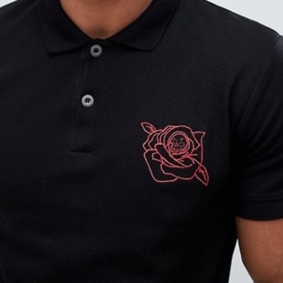 BOLONGARO TREVOR ROSE SKULL POLO SHIRT - Picture 2 of 7